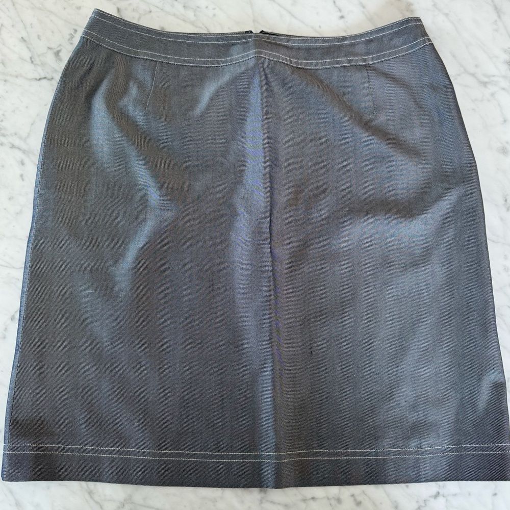 Vintage Escada Blue Silk Pencil Skirt Fully Lined Size 40 Zippered Rear Closure